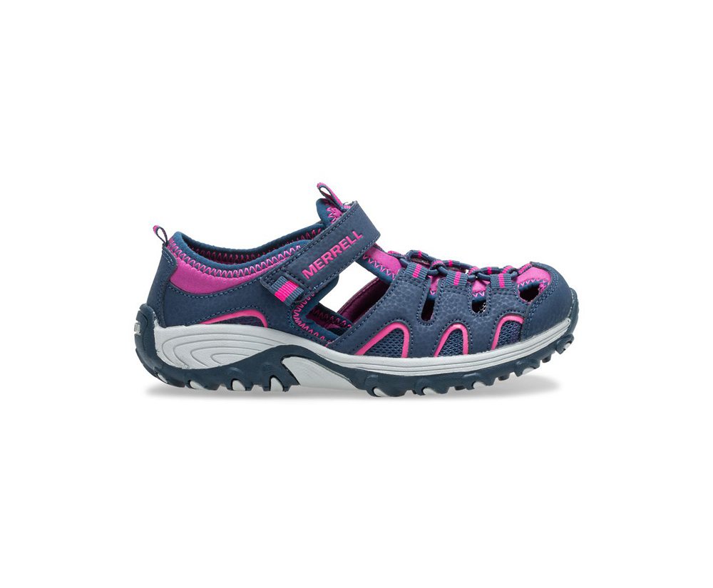 Merrell Hiking Shoes Navy/Pink - Hydro Moc H2O Hiker - Kids 30UIHKBRY